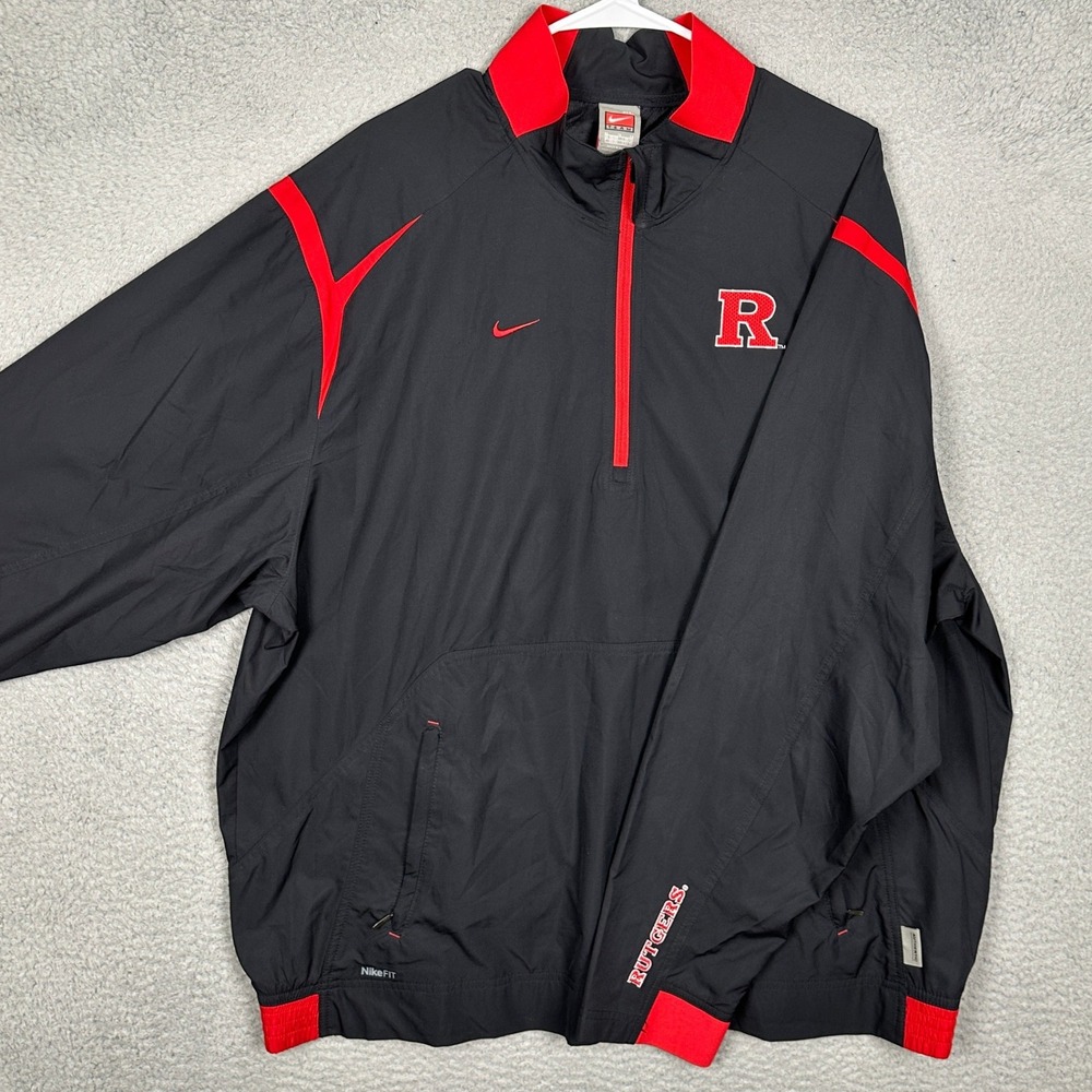 Rutgers Scarlet Knights Nike Jacket Mens XL Red Black Windbreaker Pullover EUC